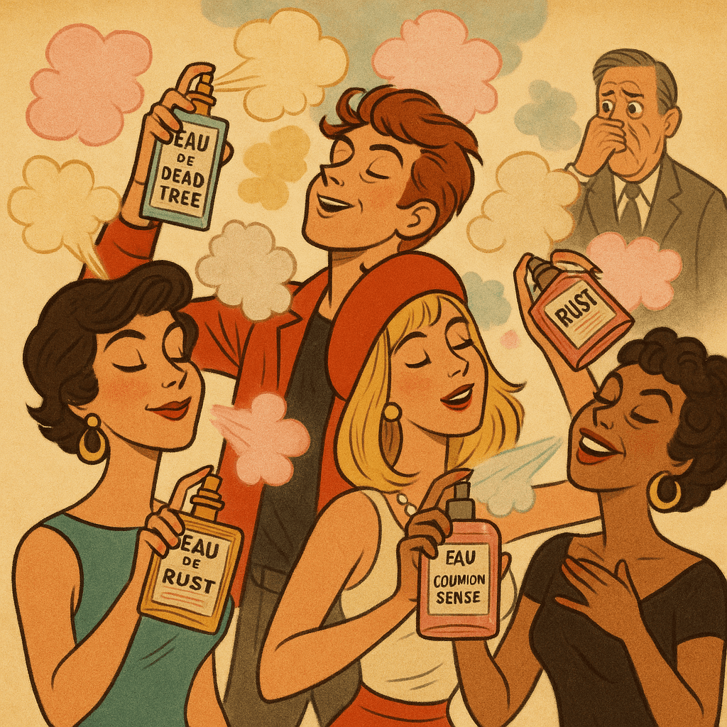 Young People Spraying Themselves with Perfumes